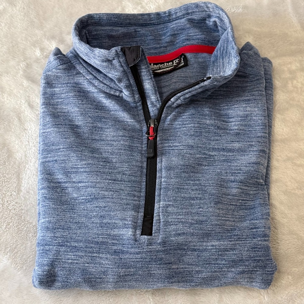 Avalanche Outdoor Supply Company Men's Blue Heathered‎ Fleece Pullover Medium